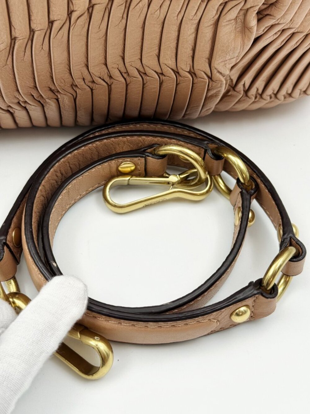 Coach Madison Gathered Leather Sophia Satchel Tan Brown Shoulder Crossbody Bag - Picture 11 of 13